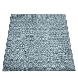 手織り絨毯　ラグ　約140x200cm　ウール　ハンドノット　スモークブルー　マット　凸凹