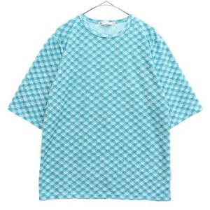 日本製/バイヤスチェックのパイルジャガードのクルーネック 半袖Tシャツ 143508