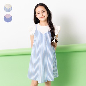 Kids' Casual Dress Knitted Plain Color Stripe Layered One-piece Dress