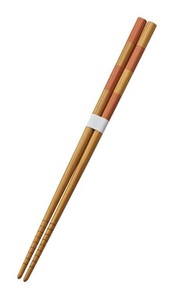 すす竹箸　市松　赤 22.5 6K24-8