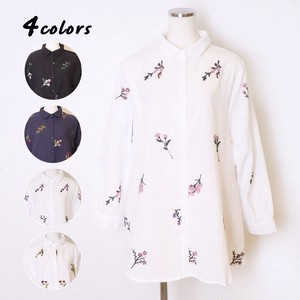 Button Shirt/Blouse Floral Pattern Embroidered 2024 NEW