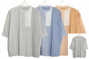 Button Shirt/Blouse Patchwork 6/10 length