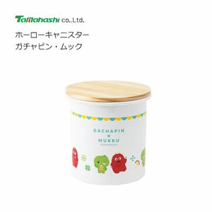 Enamel Storage Jar/Bag Gachapin M Mukku Made in Japan