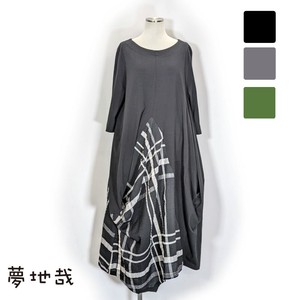 Casual Dress Long One-piece Dress Switching Checkered 5/10 length