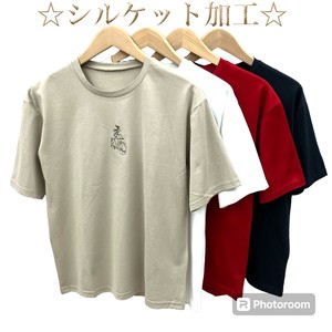 【2024SS】天然素材　シルケット加工・刺繍入りコットンTシャツ