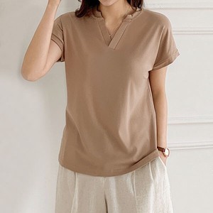 T-shirt Slit Plain Color T-Shirt Tops