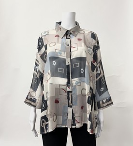 Button Shirt/Blouse Dolman Sleeve L Georgette 2024 Spring/Summer