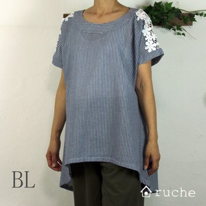 Button Shirt/Blouse Flare Stripe Natural 2023 New