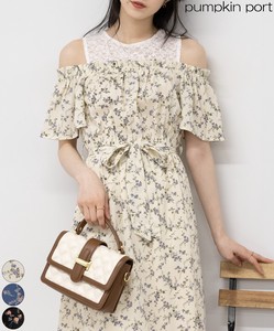 Casual Dress Floral Pattern Layered Off-The-Shoulder One-piece Dress
