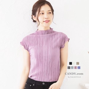 Button Shirt/Blouse Ruffle High-Neck Sleeveless French Sleeve Ladies' Cut-and-sew