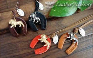 Leather Chain Necklace Lion 4-colors Made in Japan