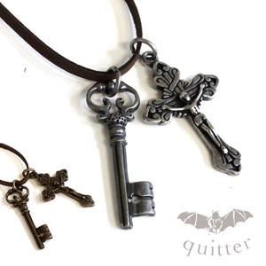 Leather Chain Necklace Gothic 2-colors Made in Japan