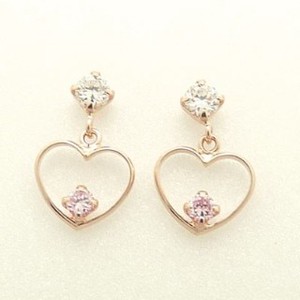 Pierced Earrings Gold Post Gold Pink