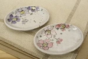 春を感じる「季節の器」粉引色桜　楕円小皿