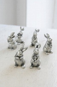 Object/Ornament sliver Rabbit 6-pcs