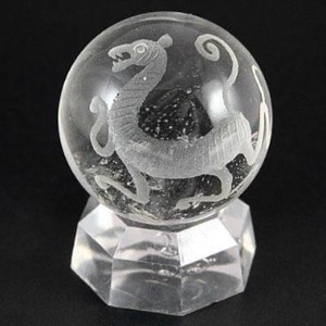 【彫刻置物】丸玉 水晶20mm (素彫り) 白虎