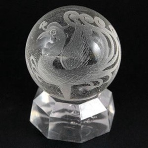 【彫刻置物】丸玉 水晶20mm (素彫り) 朱雀