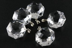 【ペンダントトップ】水晶 八卦ダイヤモンドカット 人工結晶 1個 (シルバー925)