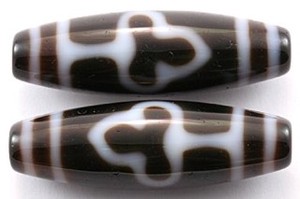 【天珠ビーズ】高級風化天珠3.8cm 菩提 (茶地に白模様タイプ)