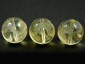 【彫刻ビーズ】レモンクォーツ 15mm (素彫り) 五爪龍