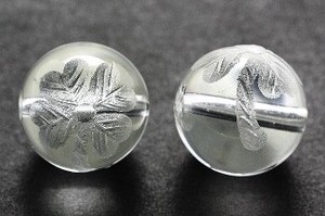 【彫刻ビーズ】水晶 12mm (素彫り) クローバー