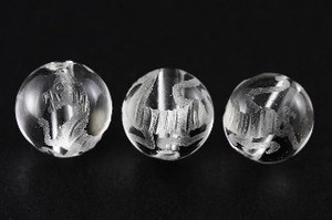 【彫刻ビーズ】水晶 8mm (素彫り) 白虎