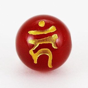【天然石彫刻ビーズ】レッドメノウ 10mm (金彫り) カーン【天然石 パワーストーン】
