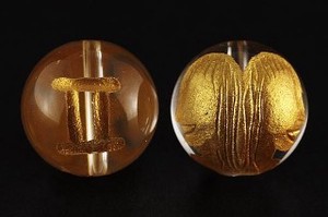 【彫刻ビーズ】水晶 12mm (金彫り) 12星座「双子座」