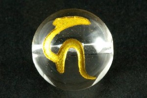 【彫刻ビーズ】水晶 12mm (金彫り) 「梵字」 カ