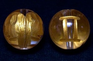 【彫刻ビーズ】水晶 10mm (金彫り) 12星座「双子座」