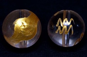 【彫刻ビーズ】水晶 10mm (金彫り) 12星座「水瓶座」