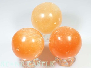 【天然石置き石】オレンジセレナイト 丸玉 (大) (約70〜75mm)【天然石 パワーストーン】