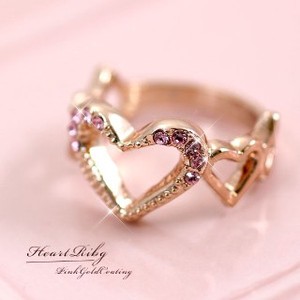 Gold-Based Ring Pink Rhinestone