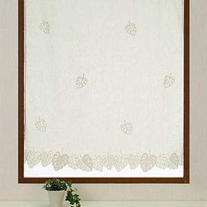 【小窓用カーテン】北欧風にもハワイアンにも合う価値あるモンステラ柄のカットワーク刺繍　モンステラ
