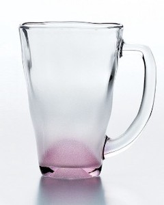 《日本製》泡立ちぐらす　山　マグ(ピンク)【ビールグラス】【ビヤグラス】【酒】 【マグカップ】