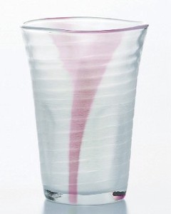 《日本製》泡立ちぐらす　山　ビヤーグラス(ピンク)【ビール】【酒】