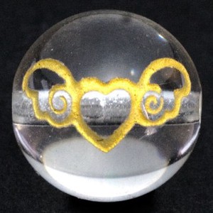 【彫刻ビーズ】水晶 10mm (金彫り) エンジェルハート