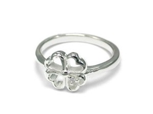 Silver-Based Cubic Zirconia Ring sliver Clover Rings Clear