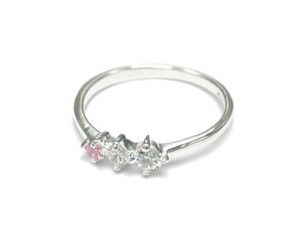 Silver-Based Cubic Zirconia Ring sliver Pink Mini