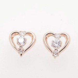 Pierced Earrings Gold Post Cubic Zirconia Pink