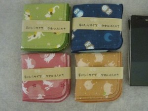 Gauze Handkerchief Owl Cat Rabbit Made in Japan