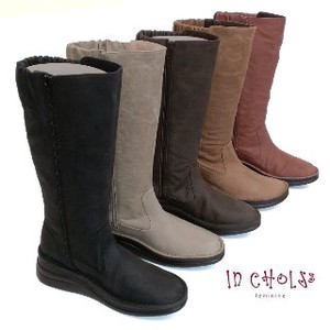 Knee High Boots Side Zipper Genuine Leather 5-colors New Color