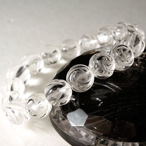【天然石ブレスレット】＜ローズ＞彫刻水晶(12mm)ブレス【天然石 彫刻水晶】