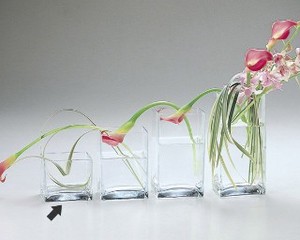 《トルコ製》花瓶　スクエア　（100x80x85）【ガラス かびん】【フラワーベース】