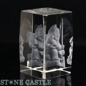 【彫刻置物】人工水晶 約50×78mm (レーザー彫刻) 恵比寿