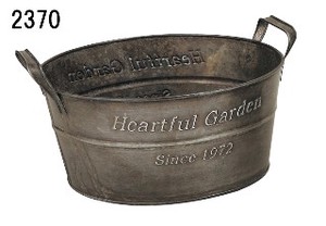 【Heartful Garden】アンティーク風ブリキポット『タライ型バケツ』3サイズ