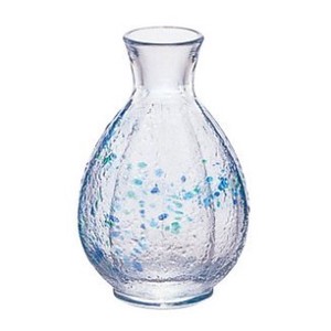 アデリア 庄内クラフト 徳利 花つづり ブルー クリスタルガラス 150ml 日本製 F70081