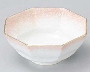ピンク吹八角刺身鉢【日本製　美濃焼】