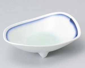 青白磁藍流し刺身鉢【日本製　美濃焼】
