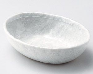 オフケ白ライン5.5楕円鉢【日本製　美濃焼】